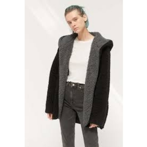 BDG Coat Women Medium Large Black Teddy Sherpa Jacket Oversized Carmella - Picture 1 of 12